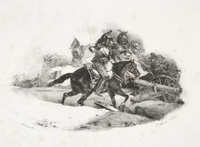 Framed Print : Cuirassiers chargeant une batterie dartillerie. Creator: Theodore Gericault (French Framed Print : Cuirassiers chargeant une batterie dartillerie. Creator: Theodore Gericault (French