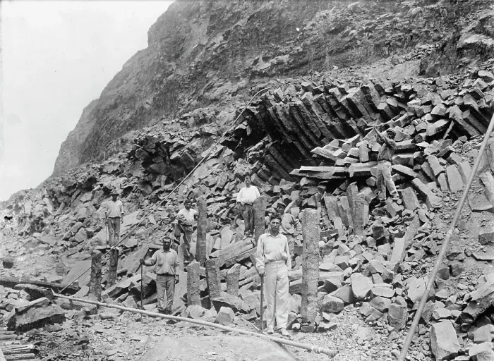 Framed Print : Culebra Cut - View at Base of Gold Hill, Showing Basaltic Columns Developed By Steam Shovel, 1913. Creator: Harris & Ewing. Culebra Cut - View at Base of Gold Hill, Showing Basaltic Columns Developed By Steam Shovel, 1913 Framed Print : Culebra Cut - View at Base of Gold Hill, Showing Basaltic Columns Developed By Steam Shovel, 1913. Creator: Harris & Ewing. Culebra Cut - View at Base of Gold Hill, Showing Basaltic Columns Developed By Steam Shovel, 1913