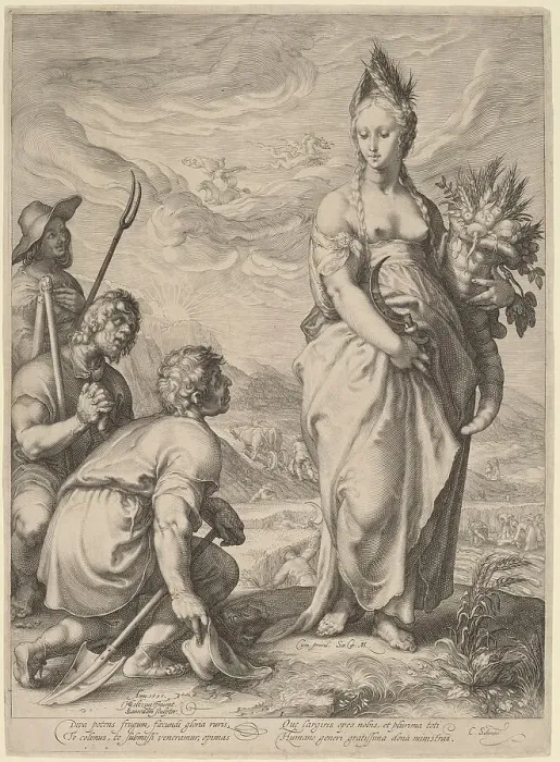 Framed Print : The Cult of Ceres, 1596. Creator: Jan Saenredam Framed Print : The Cult of Ceres, 1596. Creator: Jan Saenredam