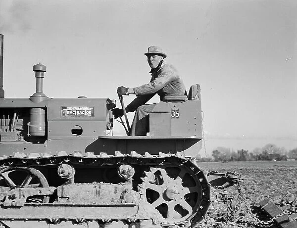 Cultivating potato-fields, west side of San Joaquin Valley, California, 1939. Creator: Dorothea Lange