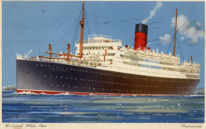 Framed Print : Cunard Line steamship RMS Franconia, c1923-c1939. Artist: Kenneth Denton Shoesmith Framed Print : Cunard Line steamship RMS Franconia, c1923-c1939. Artist: Kenneth Denton Shoesmith
