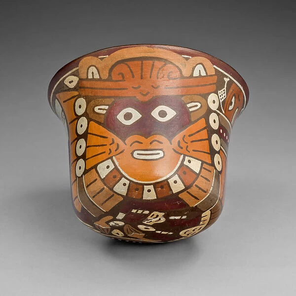 Cup Depicting a Ritual Performer Wearing a Feline Mask, 180 B. C.  /  A. D. 500