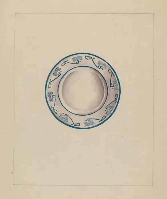 Framed Print : Cup Plate, c. 1936. Creator: Florence Stevenson Framed Print : Cup Plate, c. 1936. Creator: Florence Stevenson