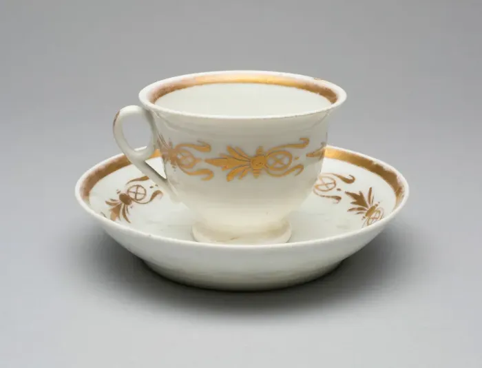 Framed Print : Cup and Saucer, 1826 / 38. Creator: Tucker Porcelain Factory Framed Print : Cup and Saucer, 1826 / 38. Creator: Tucker Porcelain Factory