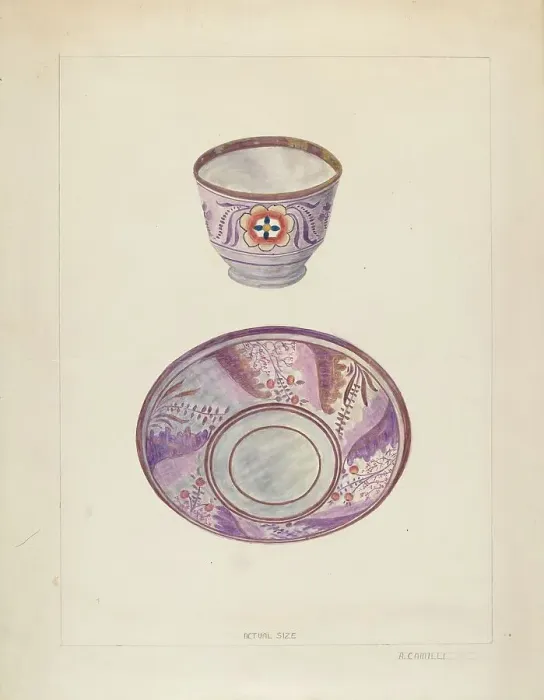 Framed Print : Cup and Saucer, c. 1936. Creator: Albert Camilli Framed Print : Cup and Saucer, c. 1936. Creator: Albert Camilli