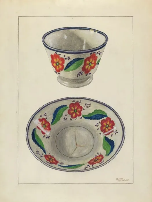 Framed Print : Cup and Saucer, c. 1936. Creator: Hugh Clarke Framed Print : Cup and Saucer, c. 1936. Creator: Hugh Clarke