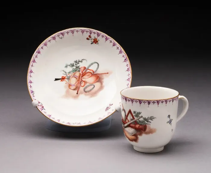 Framed Print : Cup and Saucer, Frankenthal, c. 1779. Creator: Frankenthal Porcelain Factory Framed Print : Cup and Saucer, Frankenthal, c. 1779. Creator: Frankenthal Porcelain Factory