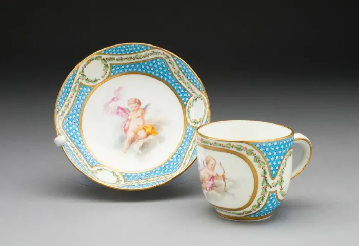 Framed Print : Cup and Saucer (from a tea service), Sevres, 1770. Creators Framed Print : Cup and Saucer (from a tea service), Sevres, 1770. Creators