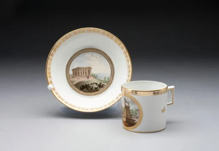 Framed Print : Cup and Saucer, Fürstenberg, Late 18th century. Creator: Fürstenberg Porcelain Factory Framed Print : Cup and Saucer, Fürstenberg, Late 18th century. Creator: Fürstenberg Porcelain Factory