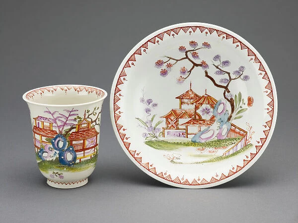 Cup and Saucer, Vienna, c. 1725. Creator: Du Paquier Porcelain Manufactory