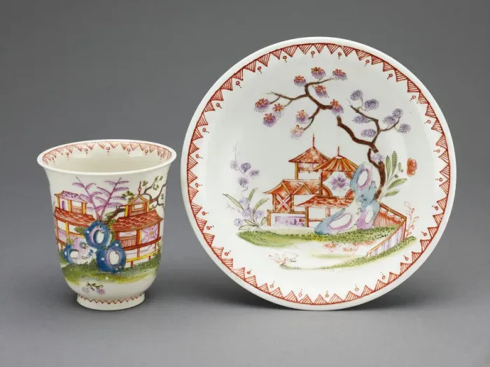 Framed Print : Cup and Saucer, Vienna, c. 1725. Creator: Du Paquier Porcelain Manufactory Framed Print : Cup and Saucer, Vienna, c. 1725. Creator: Du Paquier Porcelain Manufactory