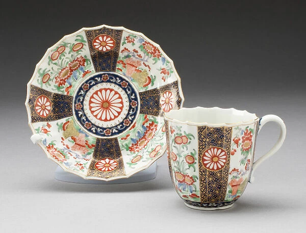 Cup and Saucer, Worcester, c. 1775. Creator: Royal Worcester