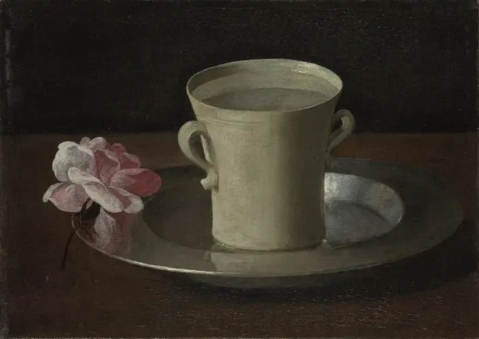 Framed Print : A Cup of Water and a Rose, c. 1630. Artist: Zurbaran, Francisco, de (1598-1664) Framed Print : A Cup of Water and a Rose, c. 1630. Artist: Zurbaran, Francisco, de (1598-1664)