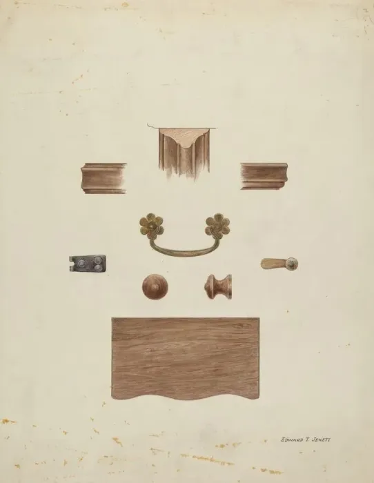 Framed Print : Cupboard for Corner, c. 1940. Creator: Edward Jewett