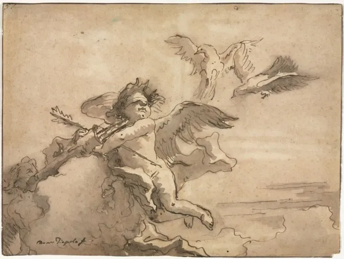 Framed Print : Cupid Blindfolded and Two Doves, 1757 or after. Creator: Giovanni Domenico Tiepolo (Italian Framed Print : Cupid Blindfolded and Two Doves, 1757 or after. Creator: Giovanni Domenico Tiepolo (Italian