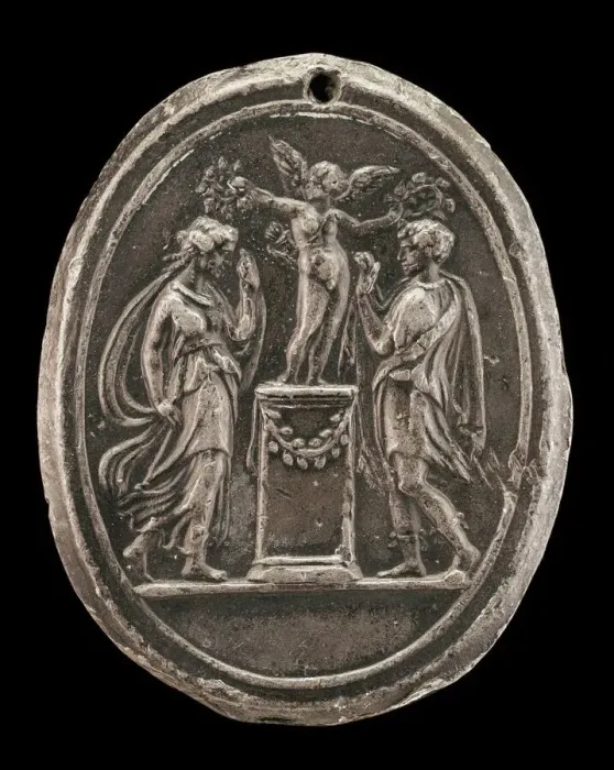 Framed Print : Cupid Crowning Two Lovers. Creator: Valerio Belli Framed Print : Cupid Crowning Two Lovers. Creator: Valerio Belli