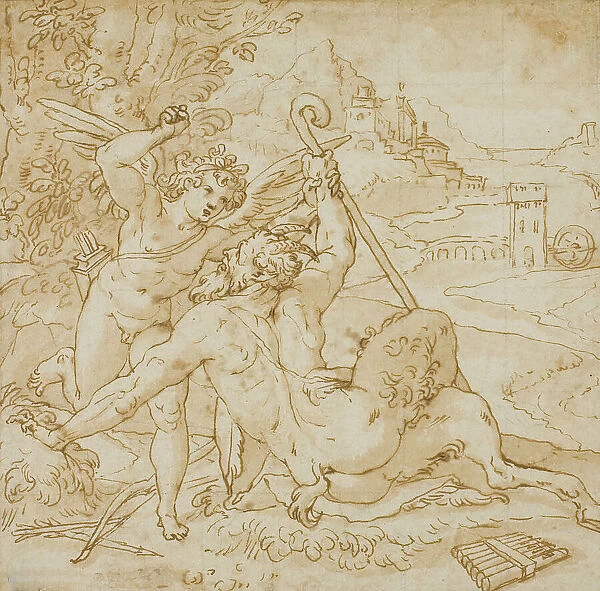 Cupid Overcoming Pan, n.d. Creator: Orazio Samacchini