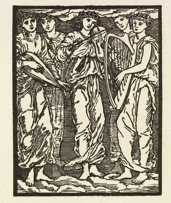 Framed Print : Cupid and Psyche - The Choir of unseen Folk singing to Psyche, 1880. Creator: Sir Edward Coley Burne-Jones Framed Print : Cupid and Psyche - The Choir of unseen Folk singing to Psyche, 1880. Creator: Sir Edward Coley Burne-Jones