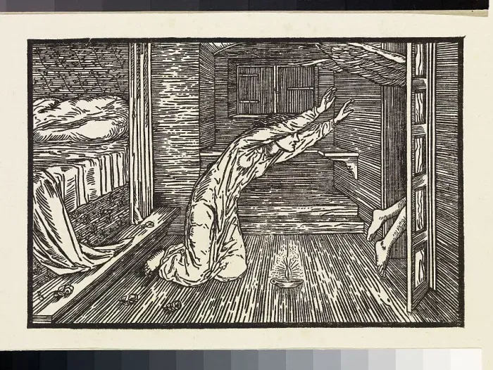 Framed Print : Cupid and Psyche - Psyche is abandoned by Cupid, 1880. Creator: Elizabeth Burden Framed Print : Cupid and Psyche - Psyche is abandoned by Cupid, 1880. Creator: Elizabeth Burden