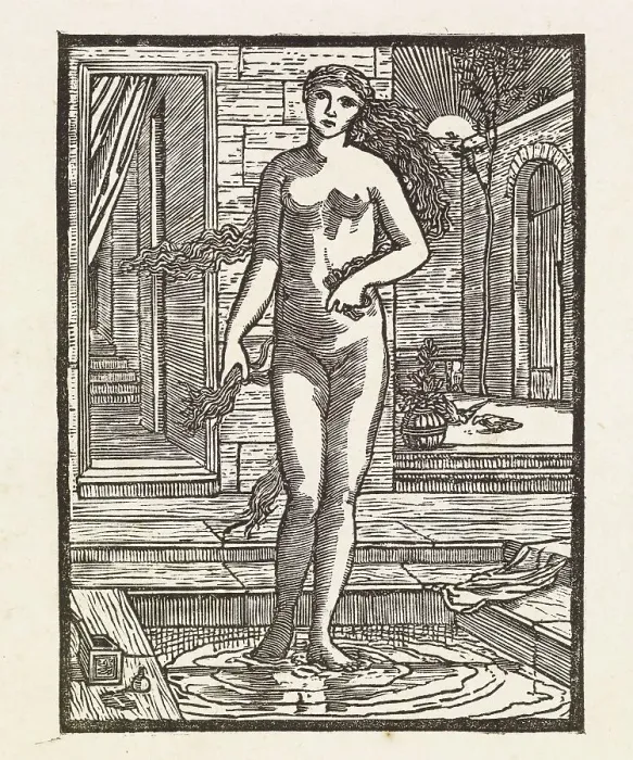 Framed Print : Cupid and Psyche - Psyche at the Bath, 1880. Creator: Sir Edward Coley Burne-Jones