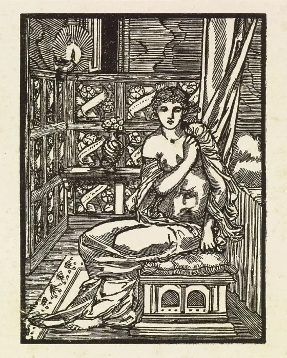 Framed Print : Cupid and Psyche - Psyche disrobing, 1880. Creator: Unknown Framed Print : Cupid and Psyche - Psyche disrobing, 1880. Creator: Unknown