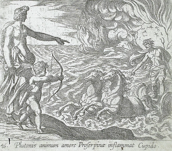 Cupid Shooting His Arrow at Pluto, published 1606. Creators: Antonio Tempesta, Wilhelm Janson