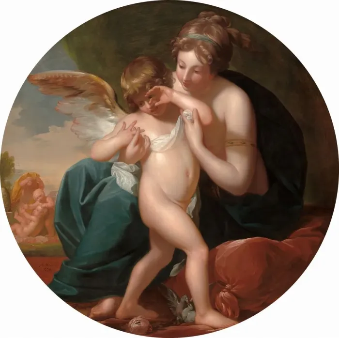 Framed Print : Cupid, Stung by a Bee, Is Cherished by his Mother, 1774. Creator: Benjamin West Framed Print : Cupid, Stung by a Bee, Is Cherished by his Mother, 1774. Creator: Benjamin West