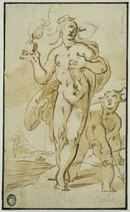 Framed Print : Cupid and Venus. Creator: Jan Philipsz van Bouckhorst Framed Print : Cupid and Venus. Creator: Jan Philipsz van Bouckhorst