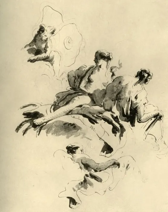 Framed Print : Cupid and Three Women, mid 18th century, (1928). Artist: Giovanni Battista Tiepolo Framed Print : Cupid and Three Women, mid 18th century, (1928). Artist: Giovanni Battista Tiepolo