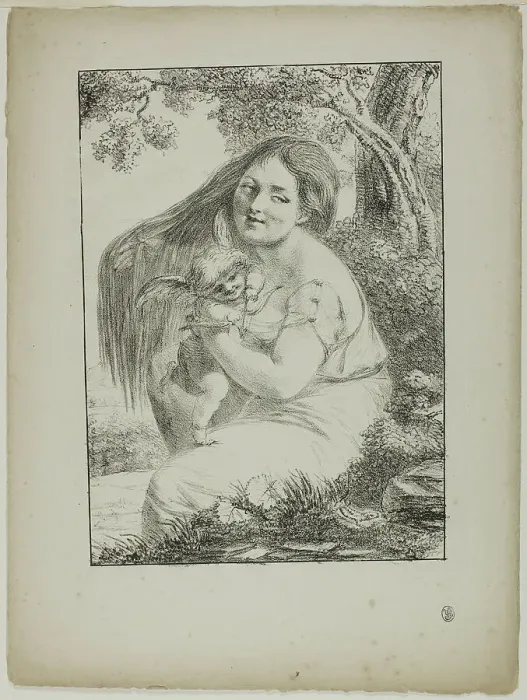 Framed Print : Cupid and a Young Woman, 1817. Creator: Vivant Denon Framed Print : Cupid and a Young Woman, 1817. Creator: Vivant Denon