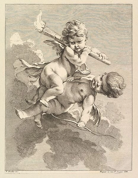 Two Cupids, One Carrying a Torch, Another a Bow, 1727-60