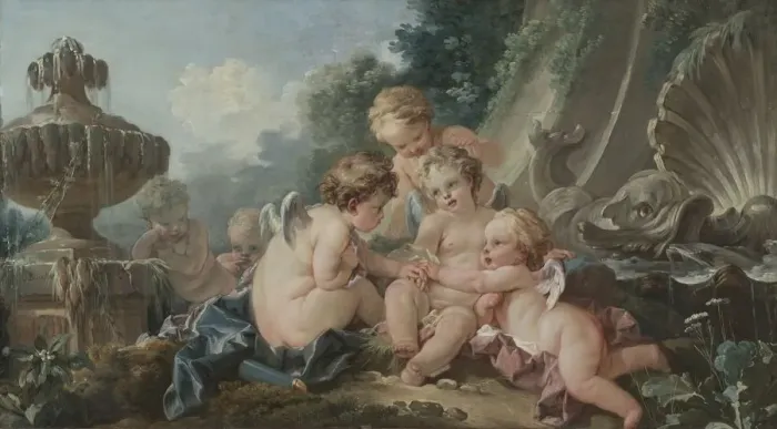 Framed Print : Cupids in Conspiracy, 1740s. Creator: Francois Boucher (French, 1703-1770) Framed Print : Cupids in Conspiracy, 1740s. Creator: Francois Boucher (French, 1703-1770)