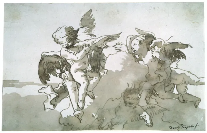 Framed Print : Cupids with Doves and a Torch, 17th centruy. Artist: Giovanni Battista Tiepolo Framed Print : Cupids with Doves and a Torch, 17th centruy. Artist: Giovanni Battista Tiepolo