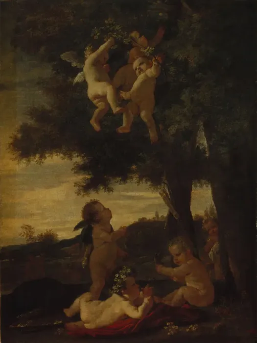 Framed Print : Cupids and Geniuses, 1630-1633. Artist: Poussin, Nicolas (1594-1665) Framed Print : Cupids and Geniuses, 1630-1633. Artist: Poussin, Nicolas (1594-1665)