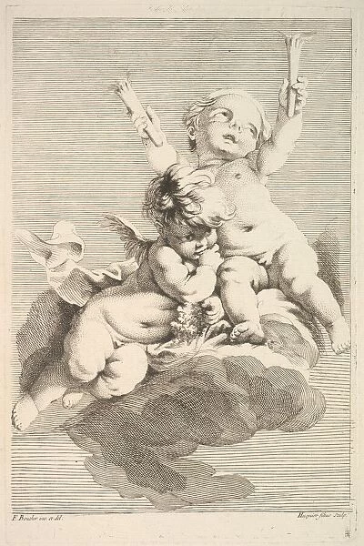 Two Cupids, One Holding Torches, mid to late 18th century
