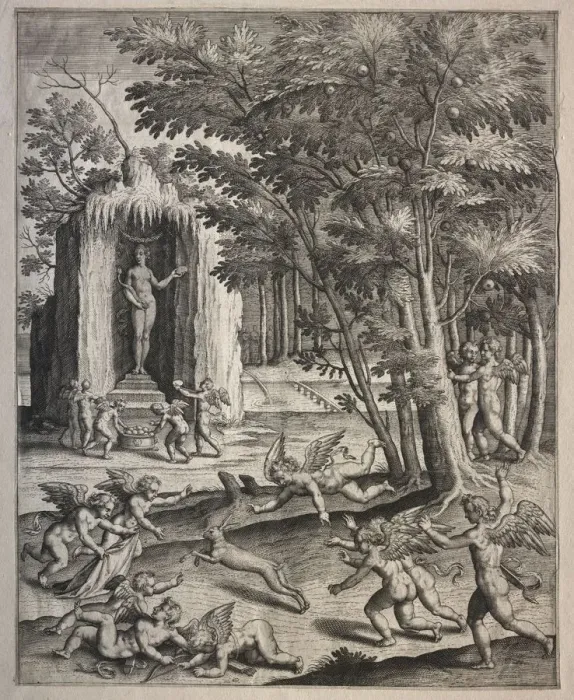 Framed Print : Cupids at Play. Creator: Hieronymus Wierix (Flemish, 1553-1619), possibly by Framed Print : Cupids at Play. Creator: Hieronymus Wierix (Flemish, 1553-1619), possibly by