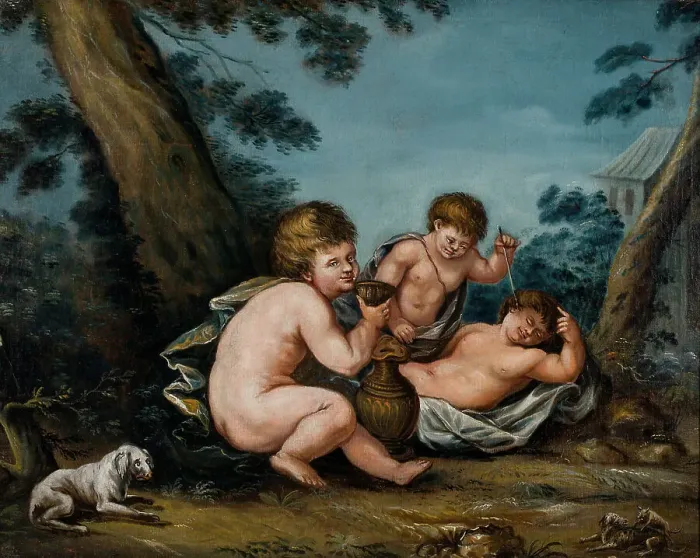 Framed Print : Cupids Playing, 1816. Creator: Michael Toppelius Framed Print : Cupids Playing, 1816. Creator: Michael Toppelius