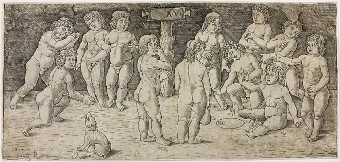 Framed Print : Twelve Cupids Playing, c.1477. Creator: Giovan Pietro Birago Framed Print : Twelve Cupids Playing, c.1477. Creator: Giovan Pietro Birago