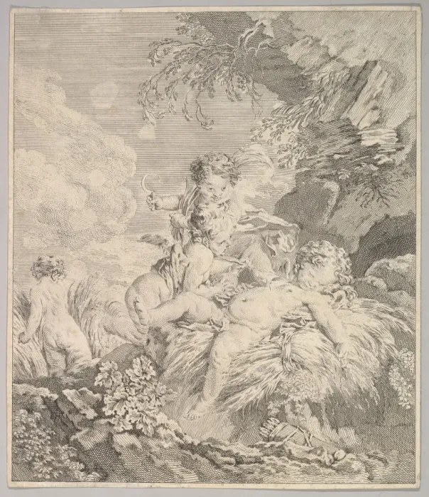 Framed Print : Cupids Tickling Each Other, 18th century. Creator: Unknown Framed Print : Cupids Tickling Each Other, 18th century. Creator: Unknown