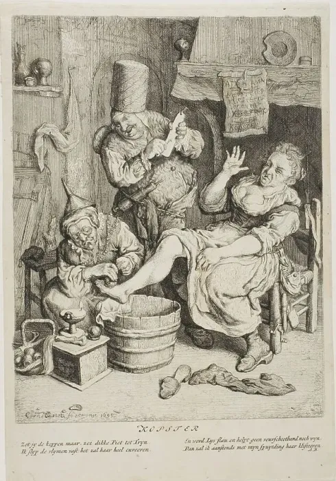 Framed Print : The Cupper (Kopster), 1695. Creator: Cornelis Dusart Framed Print : The Cupper (Kopster), 1695. Creator: Cornelis Dusart