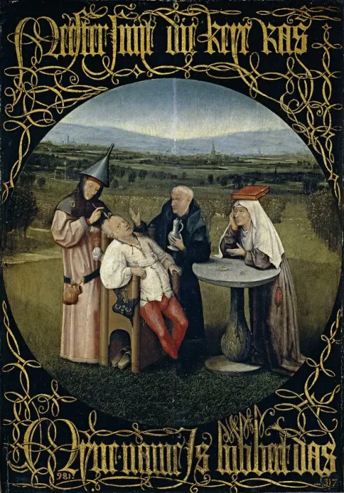 Framed Print : The Cure of Folly (Extraction of the Stone of Madness), Between 1488 and 1516. Artist: Bosch, Hieronymus (c. 1450-1516) Framed Print : The Cure of Folly (Extraction of the Stone of Madness), Between 1488 and 1516. Artist: Bosch, Hieronymus (c. 1450-1516)