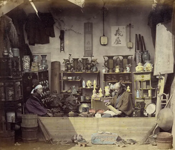 Framed Print : Curio Shop, 1868. Creator: Felice Beato Framed Print : Curio Shop, 1868. Creator: Felice Beato