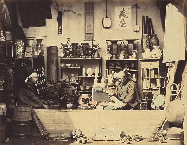 Curio Shop, c. 1865. Creator: Felice Beato