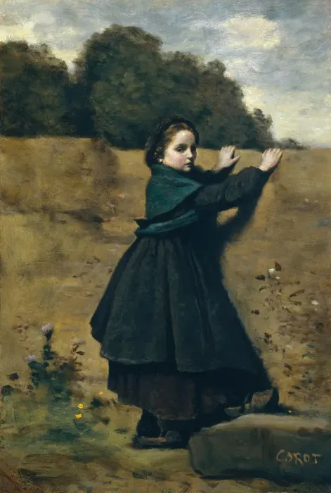 Framed Print : The Curious Little Girl, 1860-64. Creator: Jean-Baptiste-Camille Corot Framed Print : The Curious Little Girl, 1860-64. Creator: Jean-Baptiste-Camille Corot