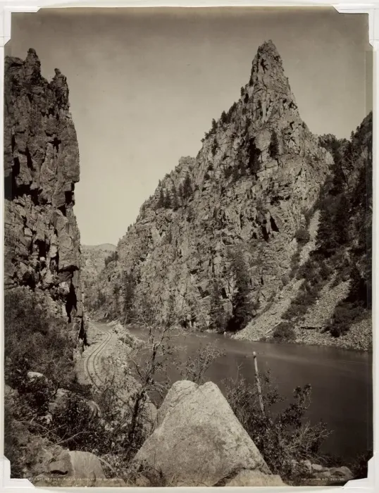 Framed Print : Currecanti Needle, Black Canyon of the Gunnison, before 1880. Creator: William Henry Jackson Framed Print : Currecanti Needle, Black Canyon of the Gunnison, before 1880. Creator: William Henry Jackson