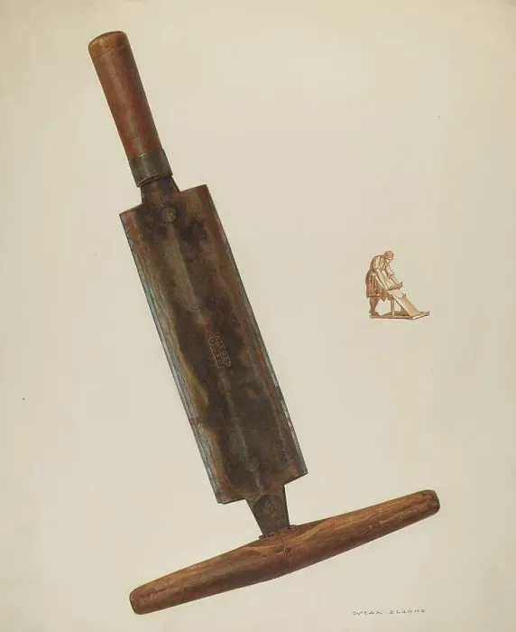 Framed Print : Currier's Shaving Knife, c. 1940. Creator: Oscar Bluhme Framed Print : Currier's Shaving Knife, c. 1940. Creator: Oscar Bluhme