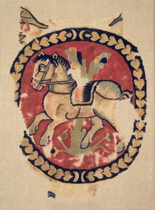 Framed Print : Curtain Fragment with Galloping Horse, 500s. Creator: Unknown