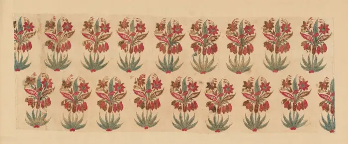 Framed Print : Curtain Fragment with Rows of Flowers, India, Before 1667. Creator: Unknown Framed Print : Curtain Fragment with Rows of Flowers, India, Before 1667. Creator: Unknown
