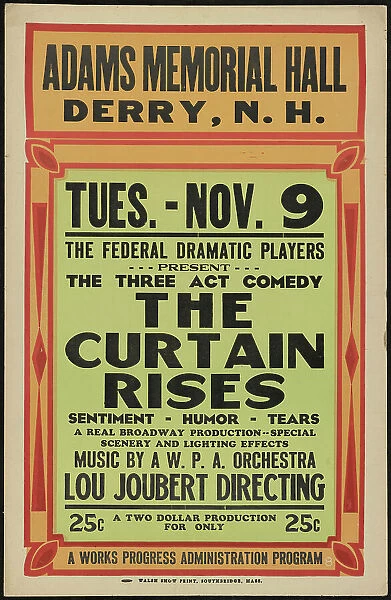 The Curtain Rises, Derry, NH, [193-]. Creator: Unknown