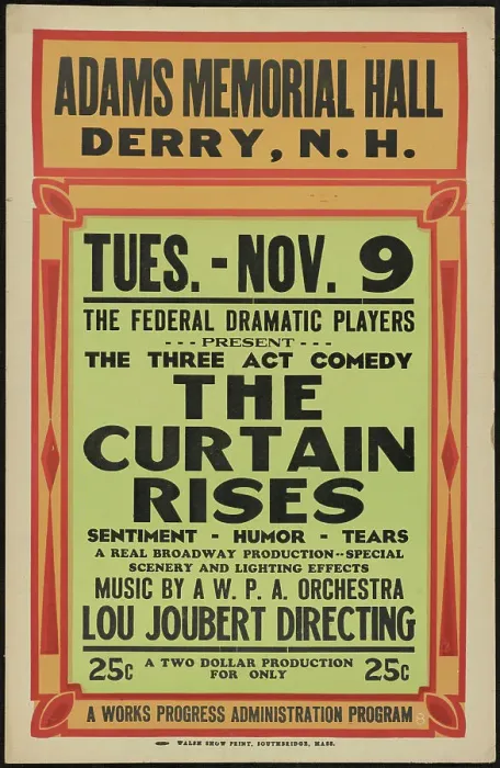 Framed Print : The Curtain Rises, Derry, NH, [193-]. Creator: Unknown